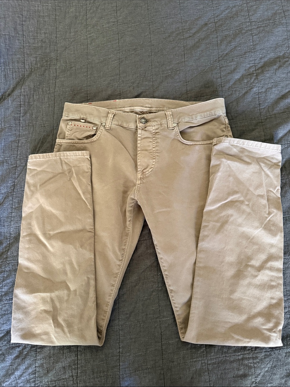 Isaia Napoli 32/31 Men's Straight Fit Chinos in Khaki